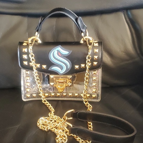 Seattle Kraken Cuce Studded Clear Crossbody Purse - Picture 3 of 5
